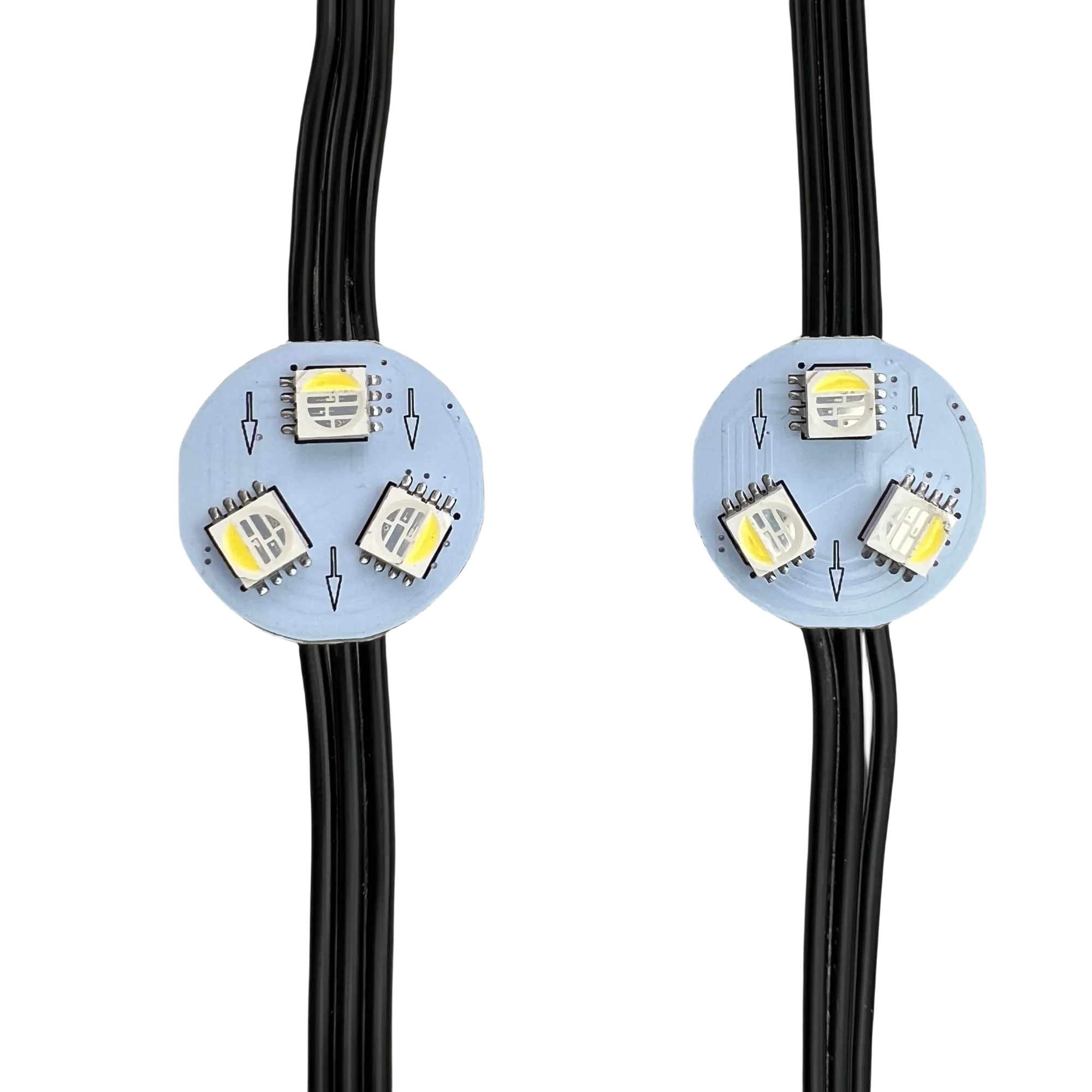 PCBA TM1814-RGBW(3000K) IC 주소 지정 가능 RGBW 픽셀 라이트, 0.9W DC12V 입력 비방수, 올 블랙 와이어 포함, 세트당 20 개, 22mm