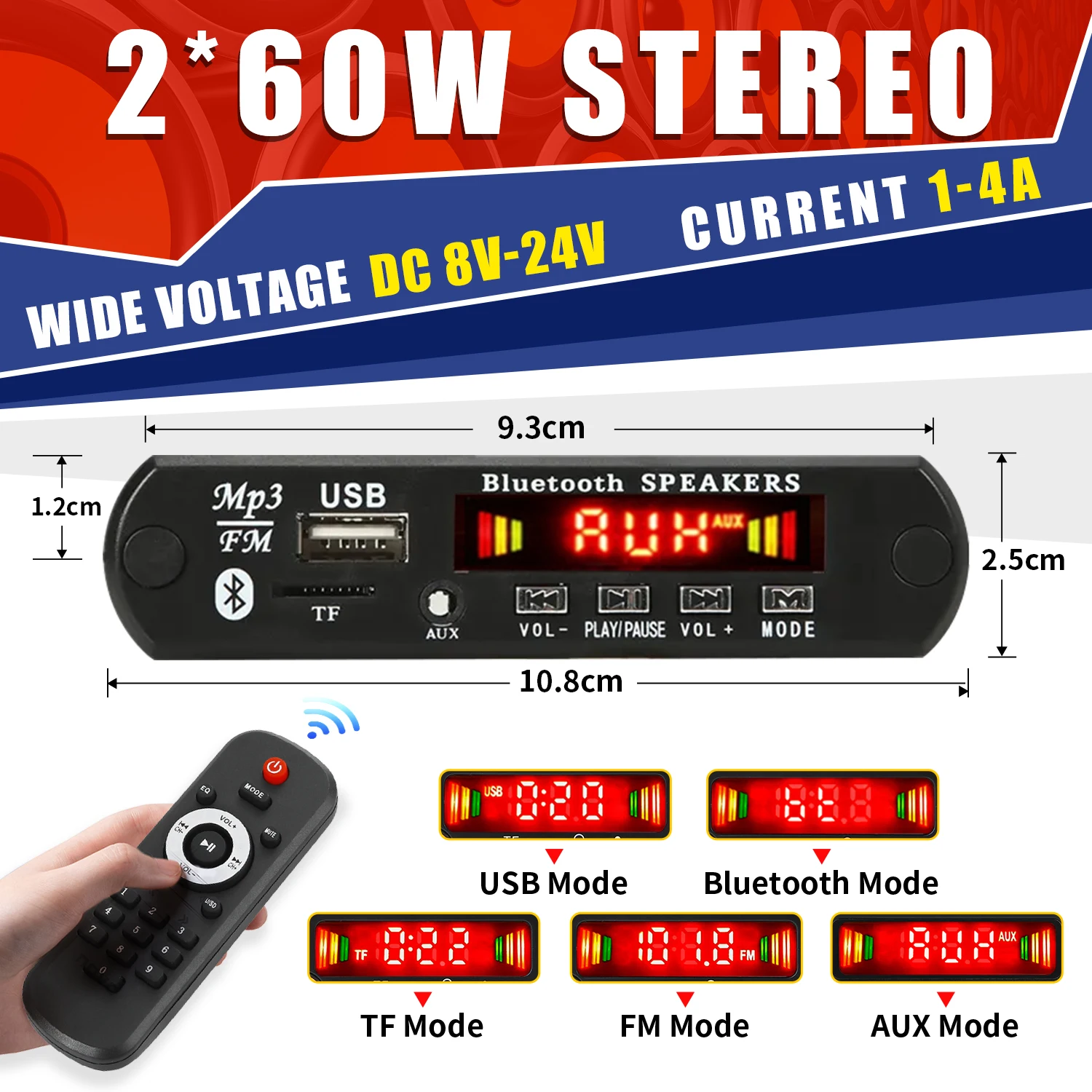 블루투스 5.0 디코더 보드 앰프 MP3 플레이어 모듈, 자동차 FM 라디오 모듈, 핸즈프리, 80W, 120W, 12V, 50W, 40W
