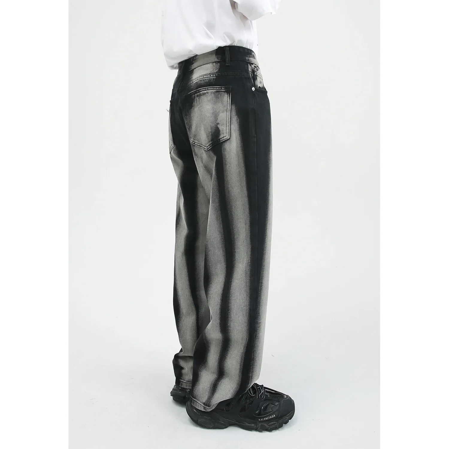 Men's Baggy Wide Leg Jeans Unisex Vintage Washed Blue Denim Trousers High Waist Loose  Straight Male Pants Harajuku Streetwear