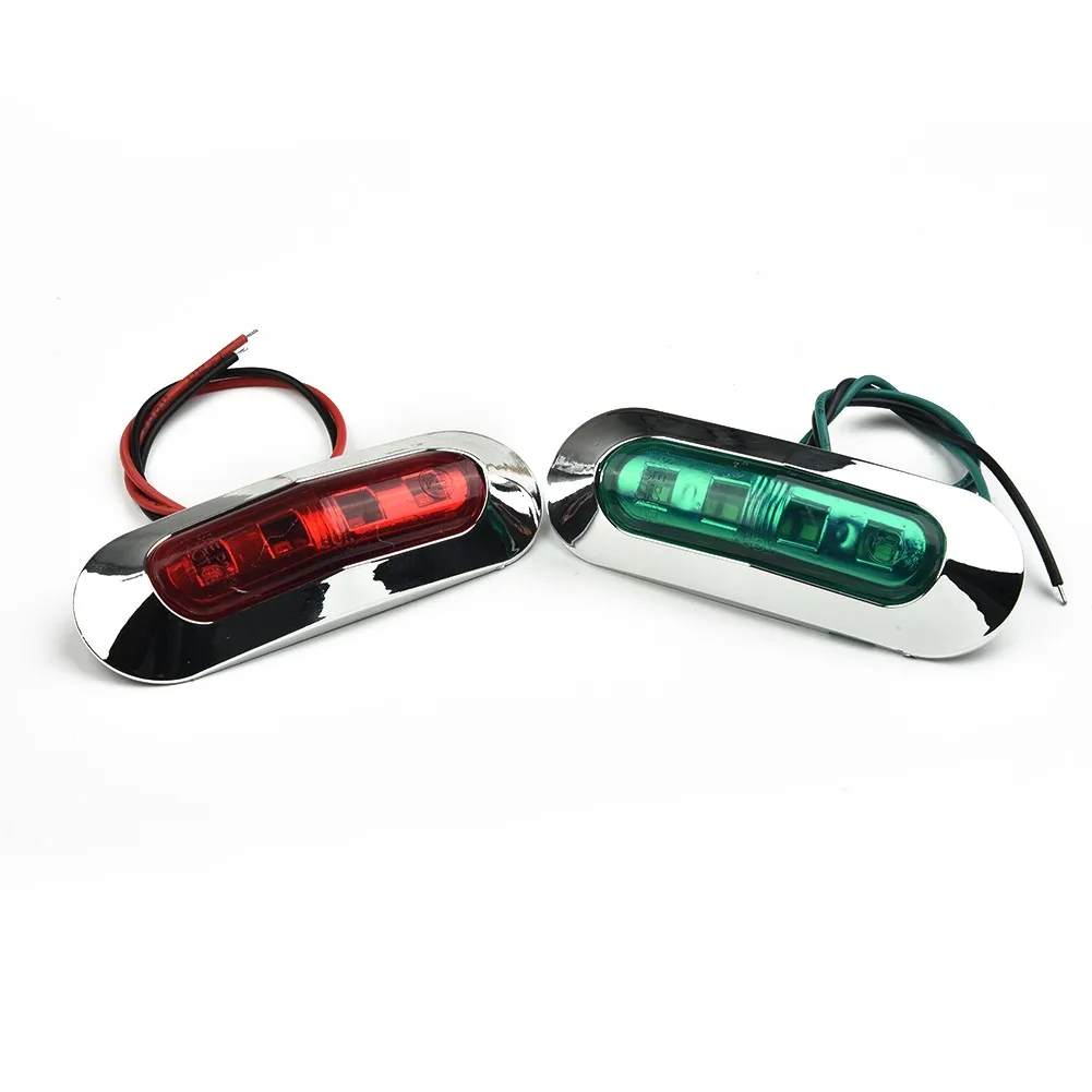 

2pcs Red& Green LED Boat Navigation Light Deck Waterproof Bow Pontoon Lights 12v 24V Replacement Vehicle Accessories