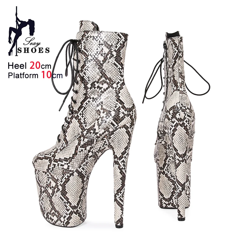 Ultra high heel Women Platform Gladiator Short Boots 2025 New Sexy Snake Skin Modern boots Female Pole Dance Shoes Size 35-44