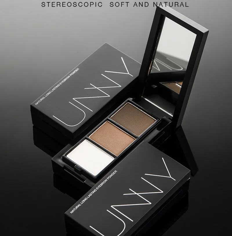 UNNY 3 in 1 Eyebrow Powder Makeup Palette Gel Waterproof for Eyebrow Enhancer Nose Shadow Contour Cosmetic Brush Mirror 2