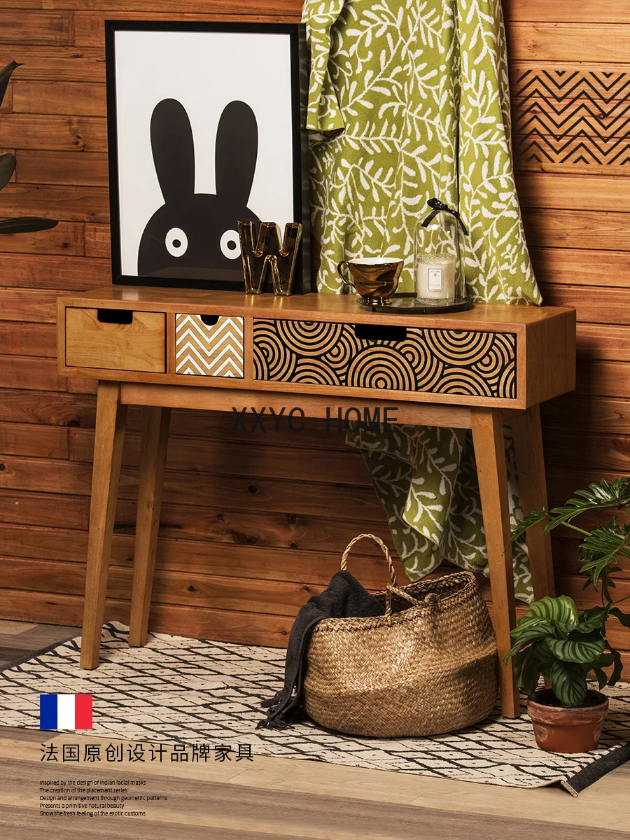 

Solid Wood Cabinet Nordic Hallway Corridor Side Cabinet Modern Minimalist a Long Narrow Table Narrow Table Retro