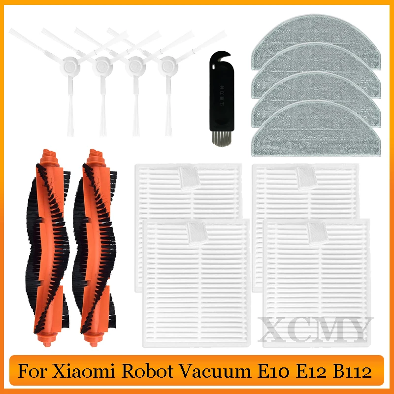 For Xiaomi Robot Vacuum E10 / E12 / B112 Roller Main Side Brush Hepa Filter Mop Cloths Spare Part Replacement Accessories