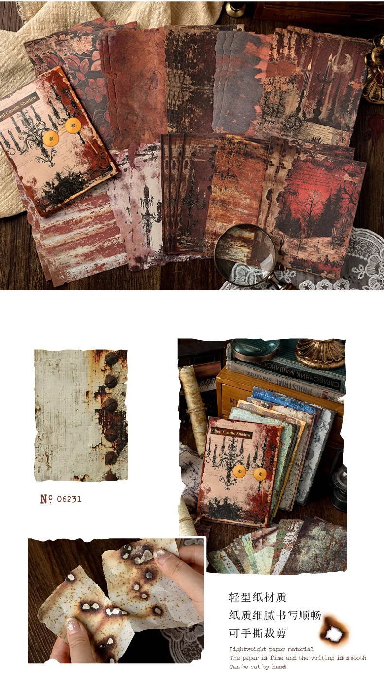30 Stück Vintage Rostmaterial Papier Planer handgemacht DIY Handkonto Tagebuch Album Scrapbooking Hintergrundpapier – Detail 10