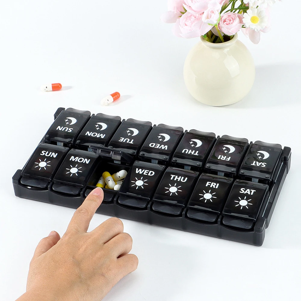 Compact Weekly Pill Organizer & Daily Dispenser Stand - Cute Travel Medication Box