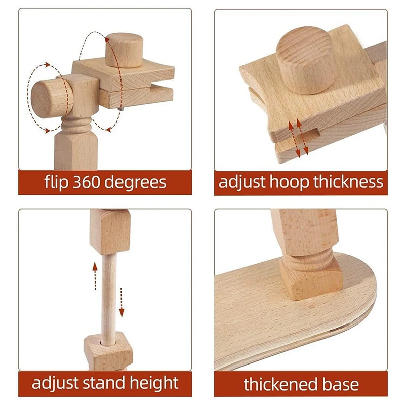 Embroidery Stand Rotated Crossstitch Stand Lap Beech Wood Embroidery Hoop Holder Hands Free Needlepoint Frame