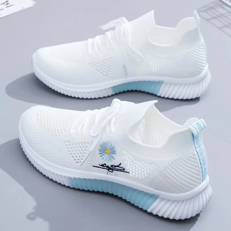 

Summer New Women's Shoes Mesh Breathable Ladies Sneakers Flat Casual Shoes Sports Walking Shoes Zapatillas Mujer White Shoes