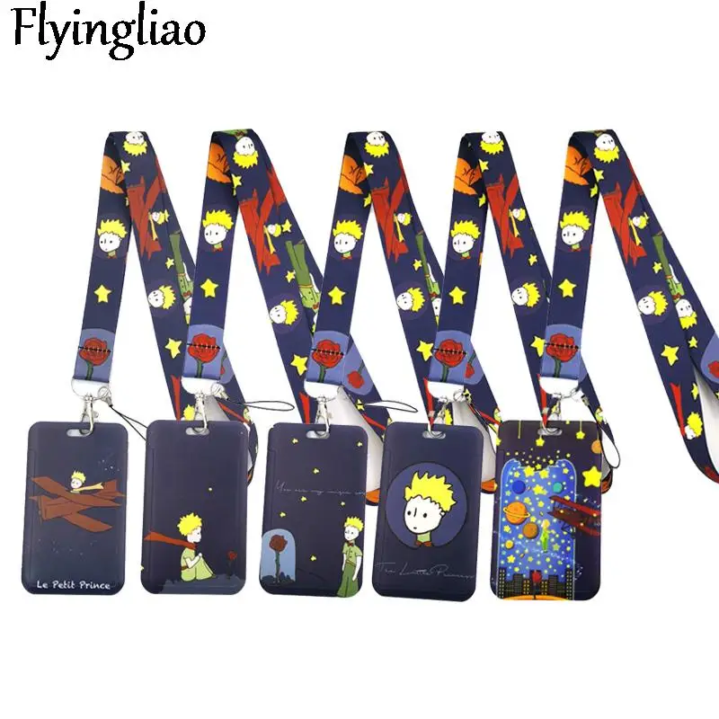 Little Prince Lanyard Credit Card ID Holder Bag Student Women Travel Card Cover Badge Car Keychain Decorations