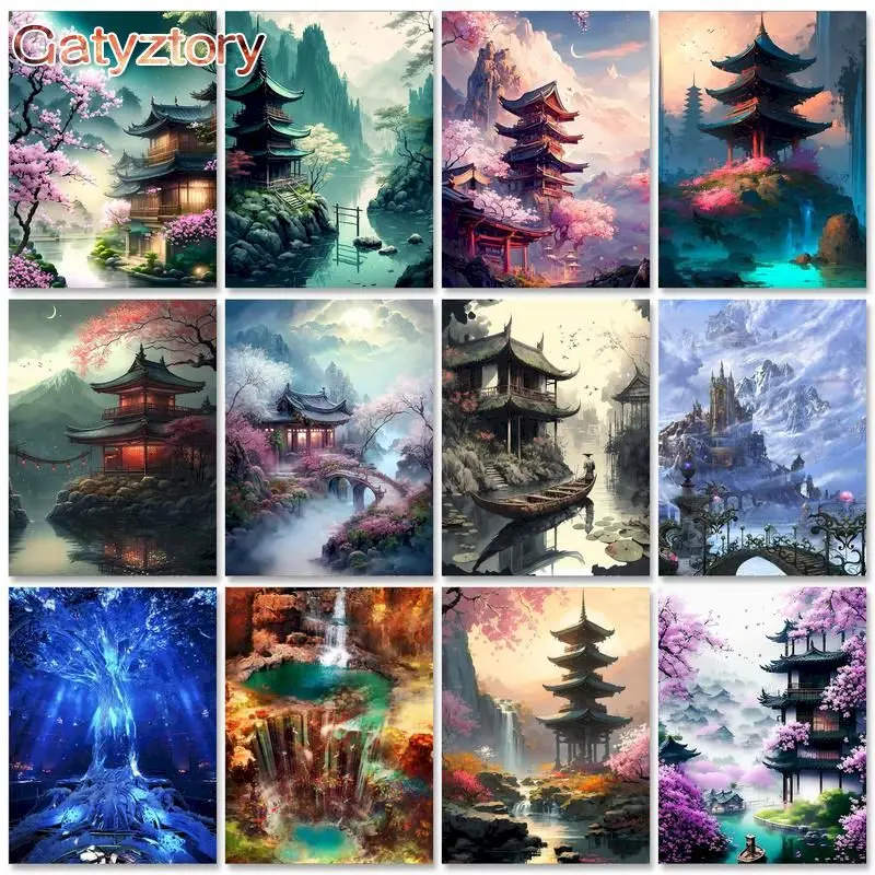 Painting By Number Deep Forest Attic Oil Picture Drawing On Canvas Coloring By Number With Frame DIY Adults Kit Decor