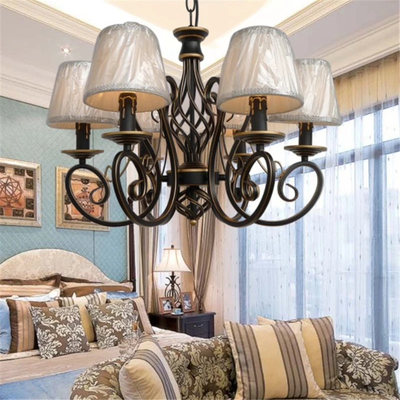 European chandelier Fashion Vintage candle chandelier 6/8 Lighting Fixtures Iron Home Lighting E14 black chandelier lighting