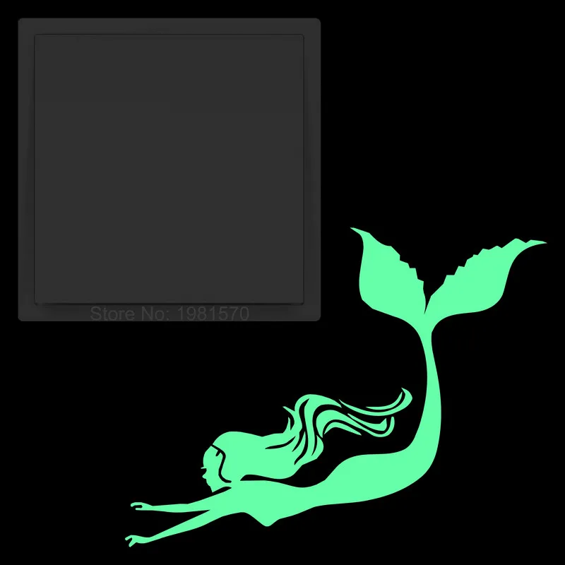 Cartoon Mermaid Swimming Glow Sticker Kids Room Wall Switch Decoration Bathroom Door Kitchen Fridge Car Glass Window Vinyl Decal