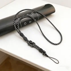 Vibrant Handwoven Adjustable Dual - Use Phone Lanyard Strap - Viscose / Nylon (Black and white)