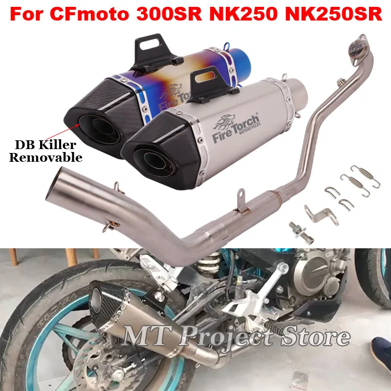 

Motorcycle Full System Exhaust Escape Modify Front Link Pipe Moto Muffler DB Killer For CFmoto NK250 NK250SR NK300 NK300SR 300SR