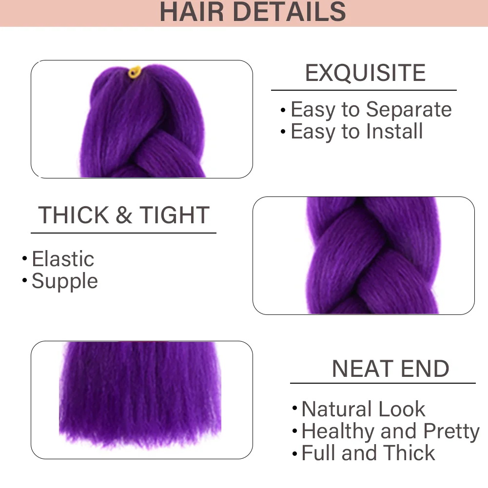 24 Inches DIY Jumbo Braiding Hair Synthetic Hair Extensions Afro Ombre Crochet Braid Hair Wholesale For Women 4