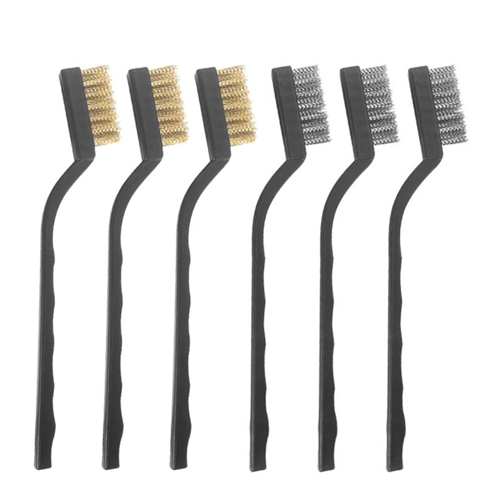 

6pcs Mini Wire Brushes Remove Rust For Brass Stainless Steel Brushes Cleaning Welding Metal Rust Brush Scratch Polishing Brush