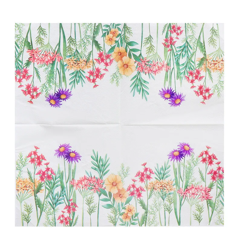 Disposable Tableware Paper Napkins 20Pcs/pack Plant Flower Printed Paper Disposable Tableware Napkin Tissues Wedding Party Decoration 33x33cm