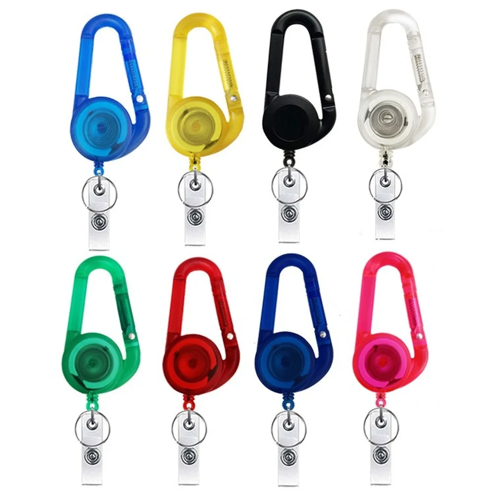 

Keychain Type Badge Reel ABS Plastic Transparent Keyring Work Pass Card ID Name Badge Reel Clip Carabiner Card Lanyard