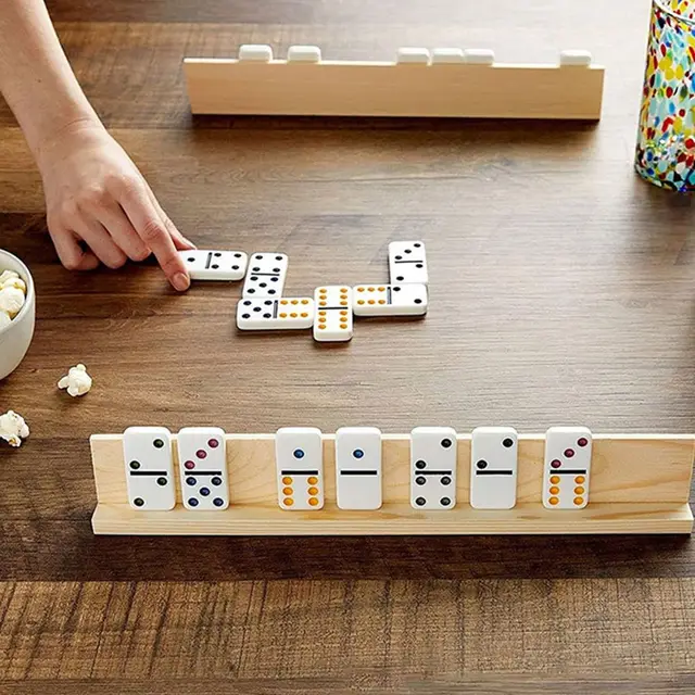 8 Pcs Wooden Letter Naments Domino Stand Rack Display Base Diy Building Blocks Storage Material Versatile Use Elegant Natural 3
