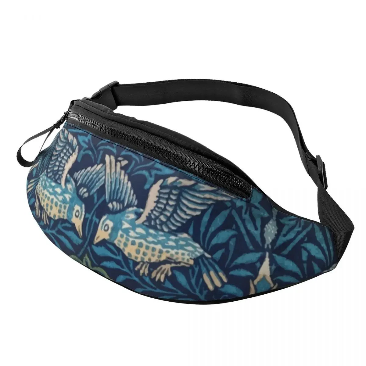 

Cool Bird By William Morris Fanny Pack Women Men Textile Pattern Crossbody Waist Bag for Traveling Phone Money Pouch