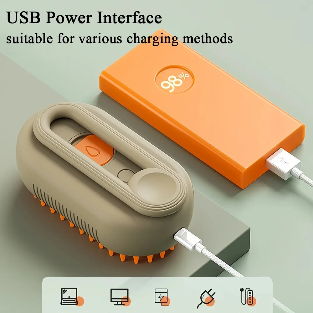 2-Pack 3-in-1 Steam Cat and Dog Brush, USB Charging, Massage Comb for Pet Grooming, Hair Removal and Relaxation-Easy To Clean