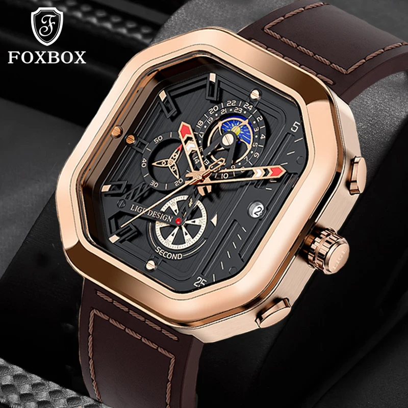 Lige Watches Men 2022 Square Men's Watches Luxury Men Watch