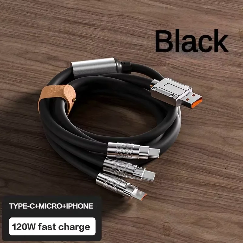 ตัวเลือกสินค้า สายชาร์จเร็ว 3 หัว 120W ชาร์จได้ทุกแบรนด์