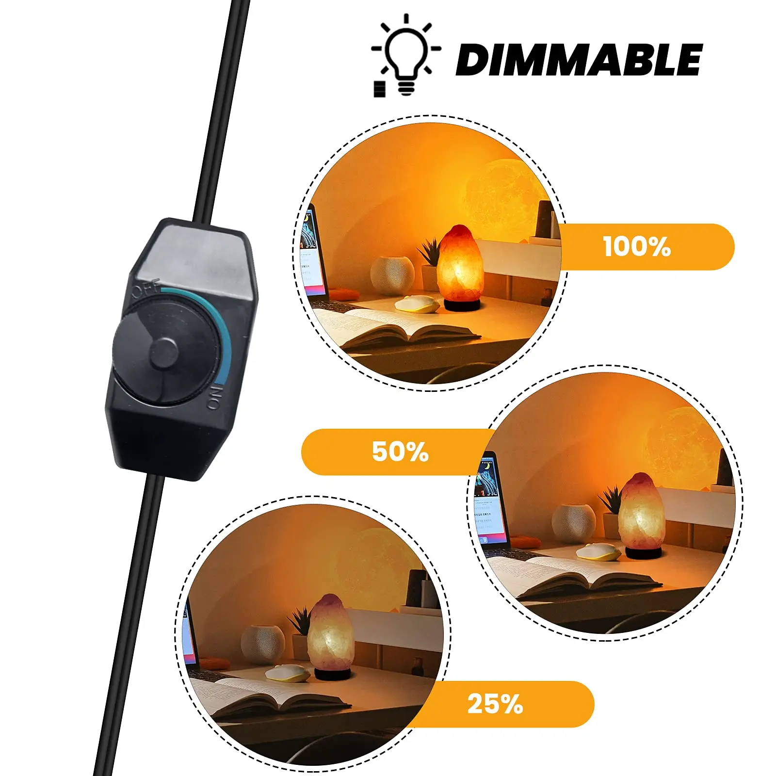 1.8m Power Cord Cable Wire with Dimmable Switch E27 Metal Clip E14 Socket Lamp Base Hanglamp Holder EU Cord for Salt Rock Lamps