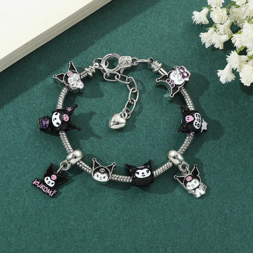 Kuromi Charms Bracelets Sanrio Cartoon Figure Pendant Hand Chains Cute  Kuromi Beads Diy Bangles for Women Fashion Jewelry Gifts - AliExpress