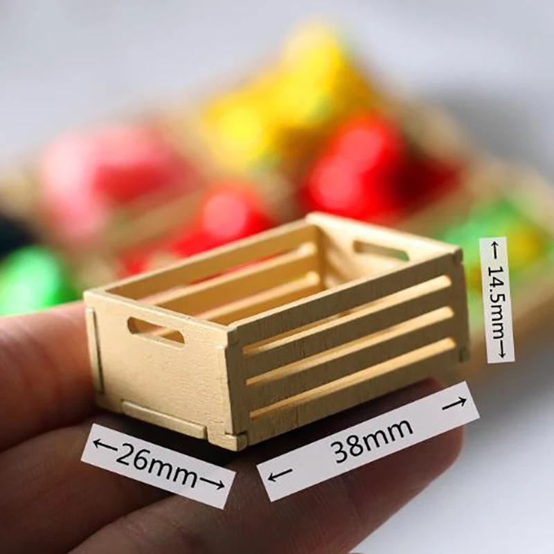 3/1Pcs 1:12 Dollhouse Miniature Furniture Kitchen Wood Vegetable Food Storage Box Basket Accessories Doll House Decorations Toys 3