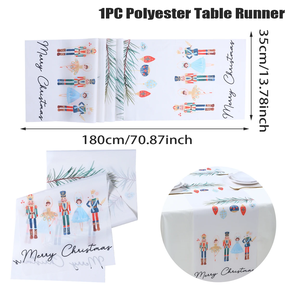 thumbnail image 1 of Camino de mesa navideño de Papá Noel, árbol de Navidad, muñeco de nieve, bandera de mesa, decoración navideña para el hogar, Año Nuevo 2024 2025, 1 of 5