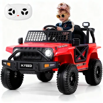 12V Kids Electric Ride on Car for 3-8, 2 Motors Off Road Truck with 2.4G Remote Control, LED Lights, Music, Horn & Wireless