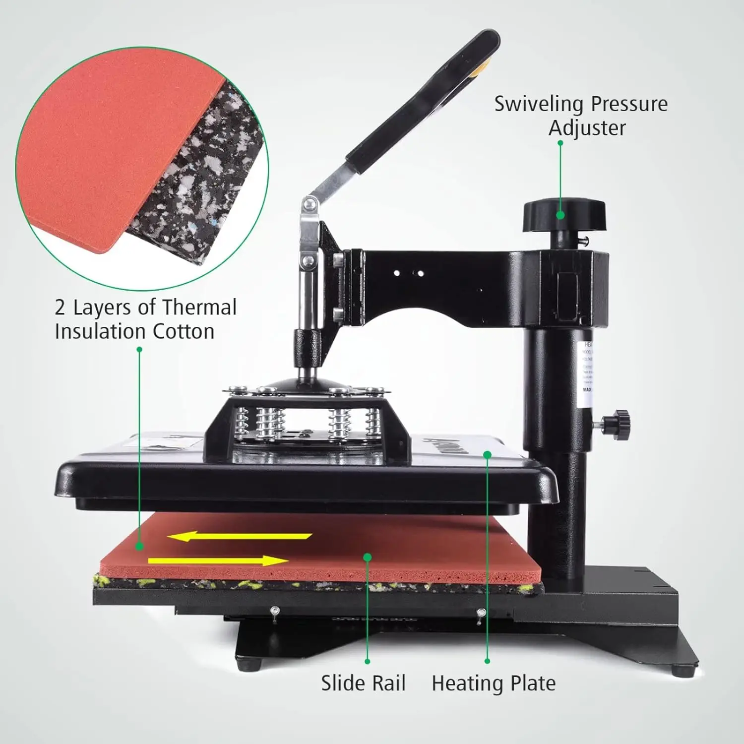 Slendor 5 in 1 Heat Press Machine 12x15 inch 360-Degree Swing Away Digital T Shirt Pressing Machine Multifunction Heat Transfer 5
