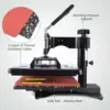 Slendor 5 in 1 Heat Press Machine 12x15 inch 360-Degree Swing Away Digital T Shirt Pressing Machine Multifunction Heat Transfer 5
