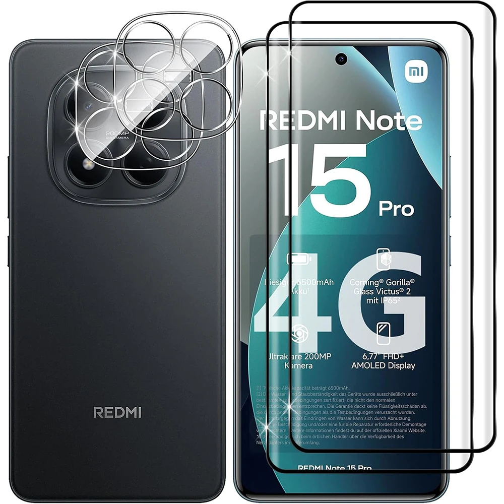 3D 9H Tempered Glass for Redmi Note15 Pro 4G Global Screen Protector Camera Lens Film for Xiaomi Note 15 Pro 4G