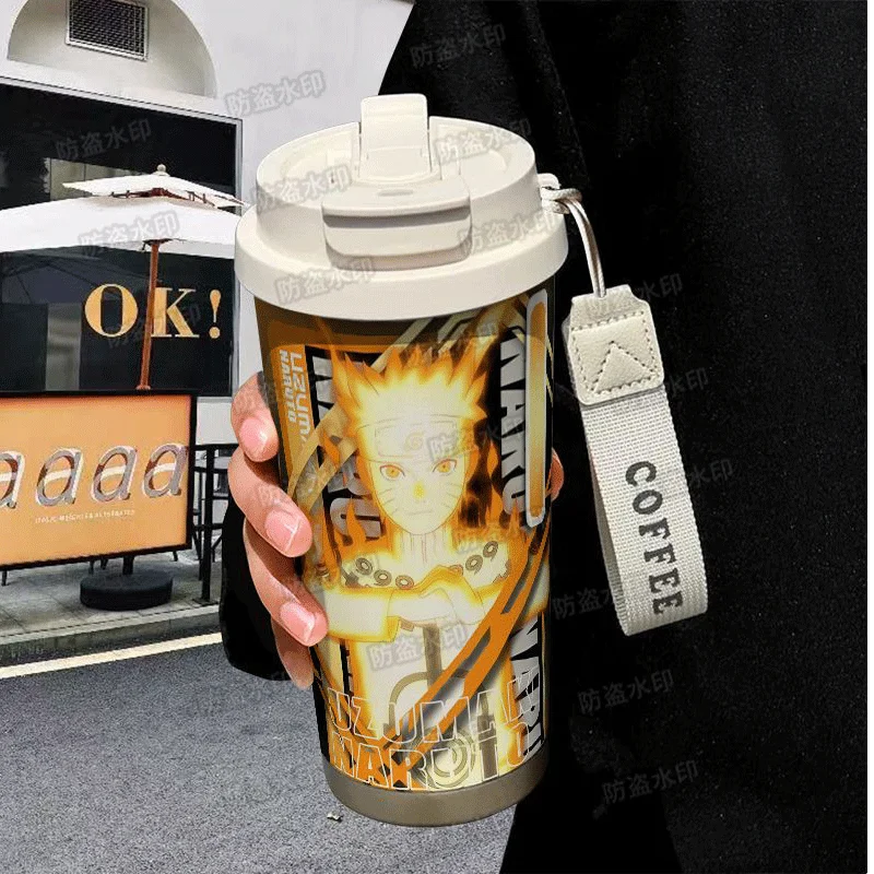Anime-Inspired Stainless Steel Insulated Water Bottle - Large Capacity Travel Flask with Kawaii Design
