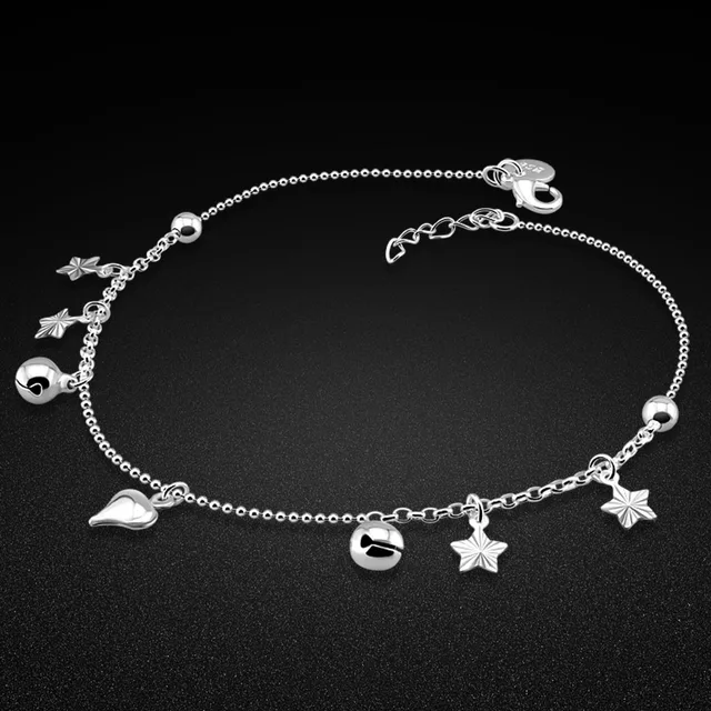 925 Sterling Silver Bracelets for Women Korean Fashion Sweet Girls Sparkling Heart Seafish Delicate Chain Party Jewelry Gifts