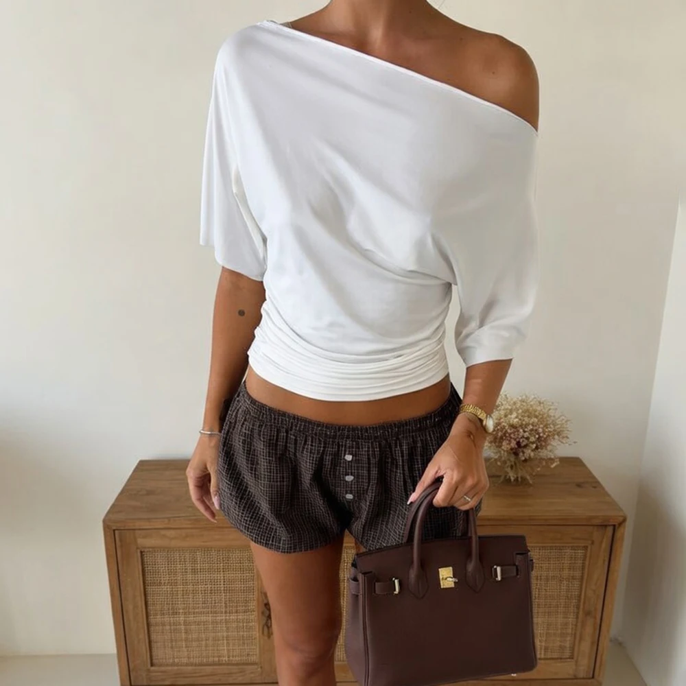 Talenza الصيف واحد الكتف القمم موضة سليم يتقلص