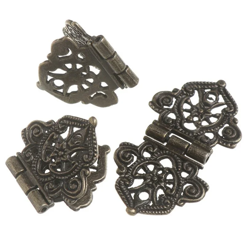 3PCS Vintage Alloy Hollow Flower Furniture Hinge 24*54mm