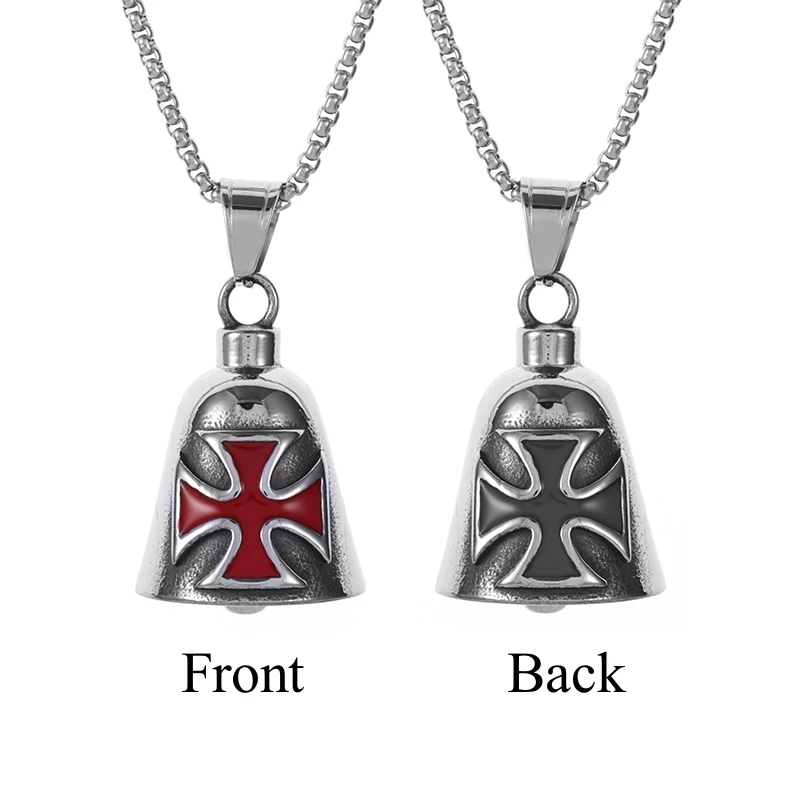 Collana Vintage Punk Cross Bell Per Uomo Personalità Punk Moto Guardian Ciondolo Esorcismo Amuleto Gioielli