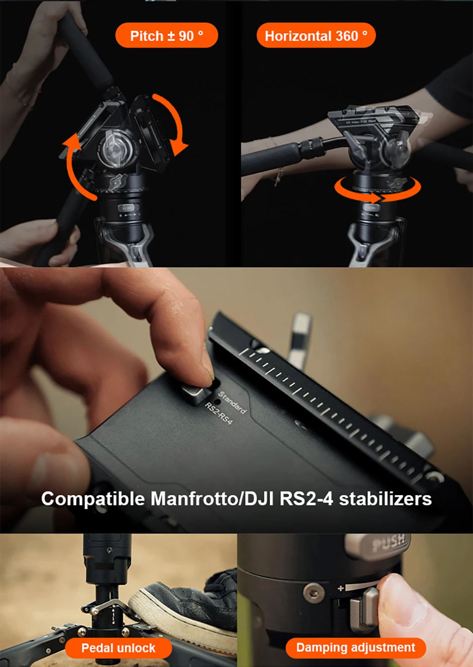 COMAN M1 M1 Pro V5 Carbon Fiber One Click Lifting Tripod Travel Monopod with Qui