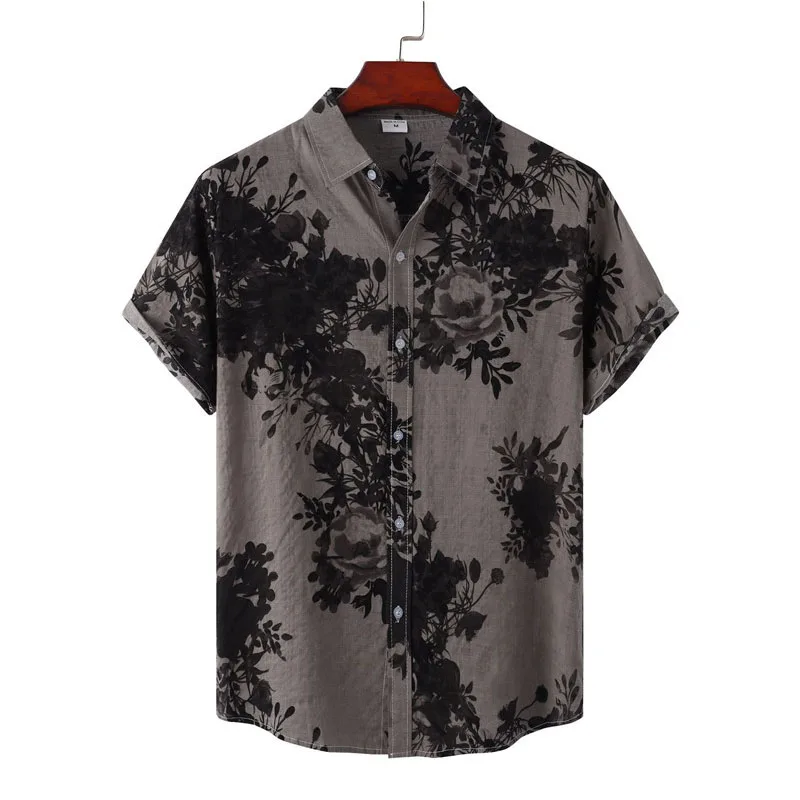 

Mens Retro Splash Ink Print Hawaiian Shirt Short Sleeve Button Down Beach Shirts Casual Holiday Vacation Blouses Chemise Homme