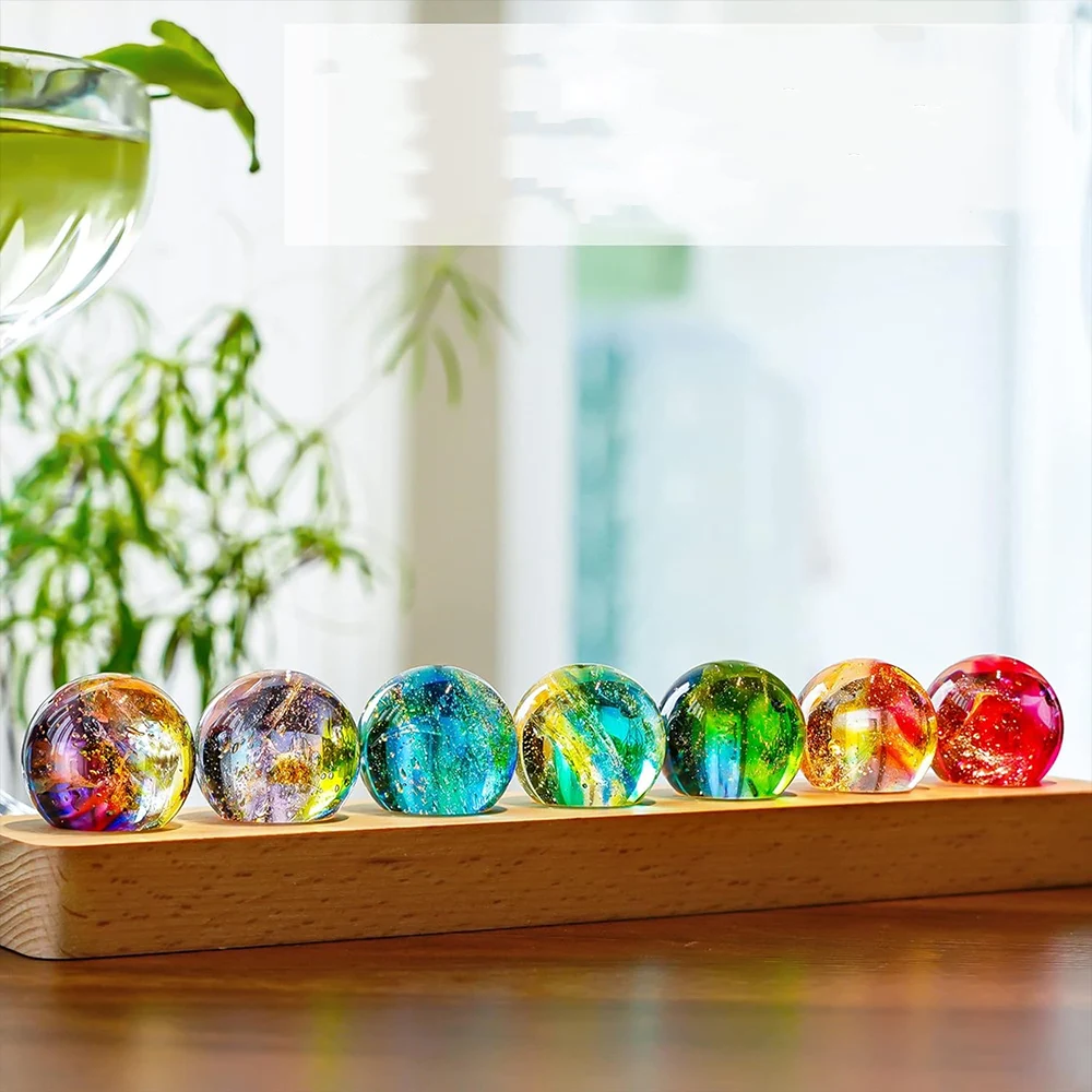 7Pcs Natural Healing Spheres LED Night Lighting Crystal Ball Lamp Light Living Room Decoration Ball Birthday Christmas Gift