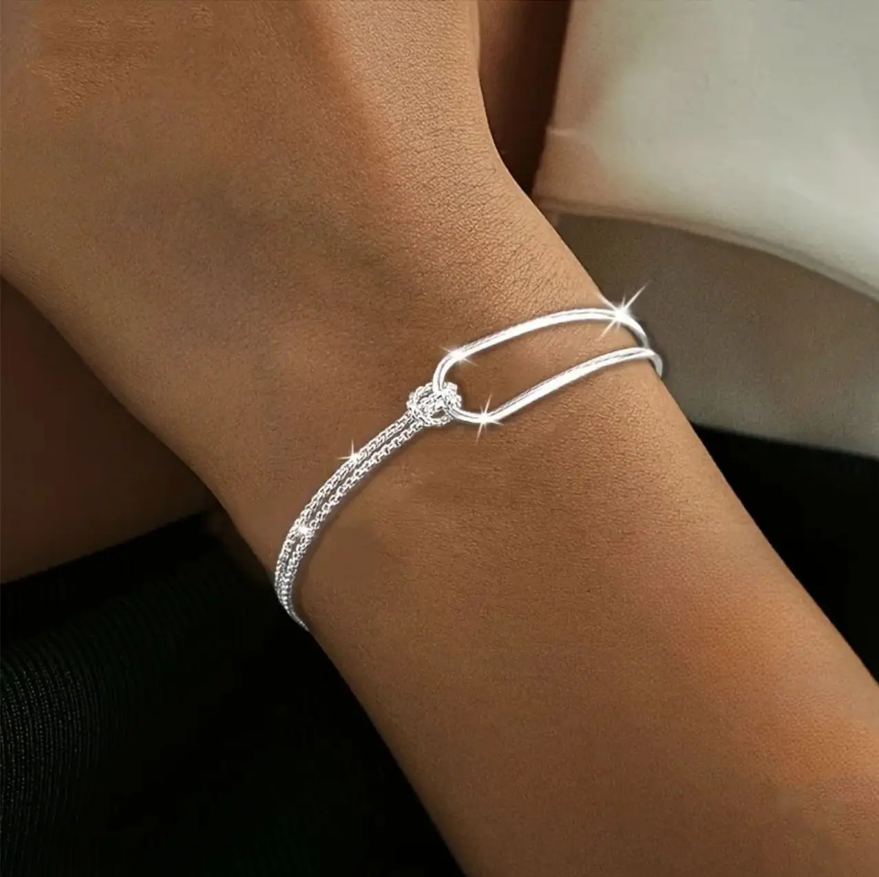 925 Sterling Silver Double Layer Bracelet for Women Girls