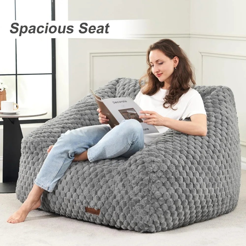 Bean Bag Chairs for Adults Bean Bag Sofa Chair with High Density Memory Foam Chair Lazy with Armrest, Adult Beanb