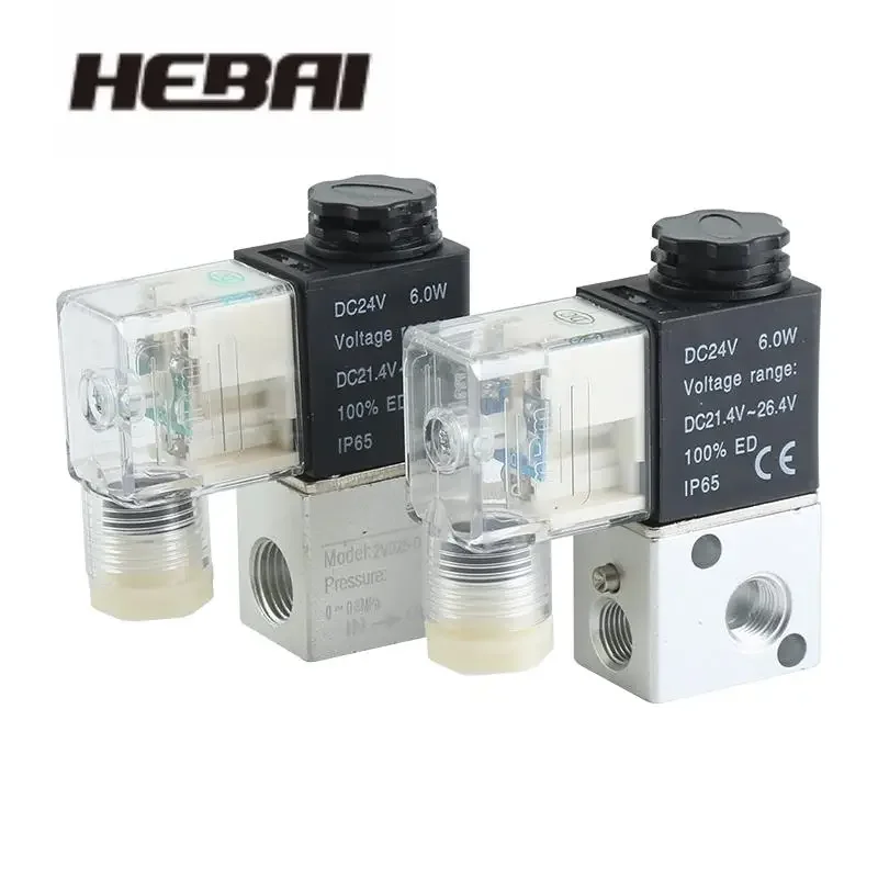 Válvula Solenóide Pneumática da Maneira da C.a. 110v 220v 24v da Válvula de Controle da C.c. 12v 24v das Válvulas 2v02508 3v1-06 do Solenóide de Hebai Posição 2