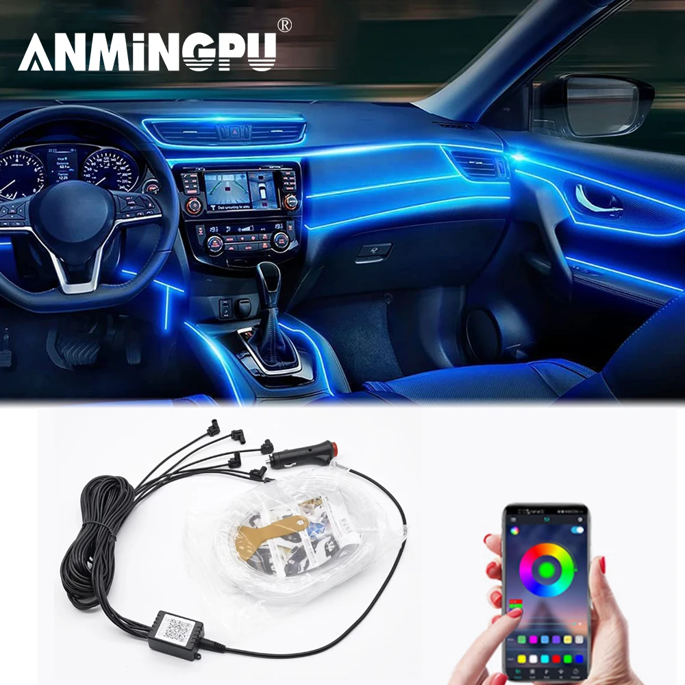 

Автомобильный RGB-светильник ANMINGPU 6 в 1 с управлением через приложение