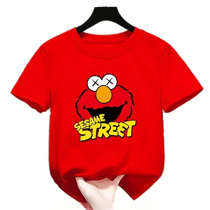 Summer Tops Cotton Cute Cartoon Kids T-Shirts Short Sleeve Tops Sesame Street Design Print Boys Girls Funny Children Tshirt 6