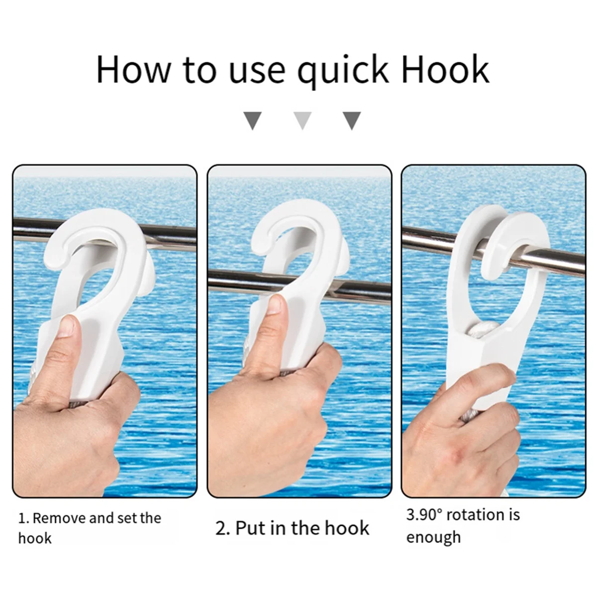 Rail Mount Boat Fender Hanger Hook Quick Release Clip Professional Versatile Adjuster Clip Line 32mm Black