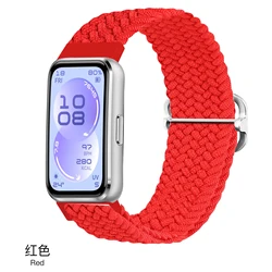 Adjustable Braided Solo Loop Elastic Nylon Strap Bracelet for huaweiband 11Pro (Red)